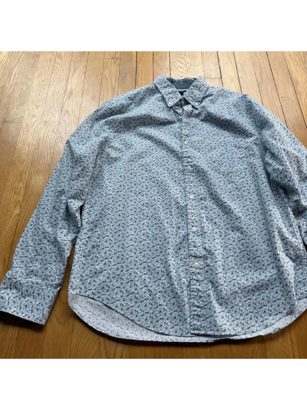 J. Crew Size L Floral Long Sleeve Button Down Classic Shirt Blue Preppy